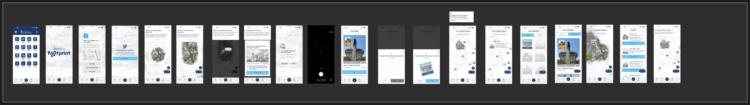 Full tutorial flow overview from the Footprint prototype.