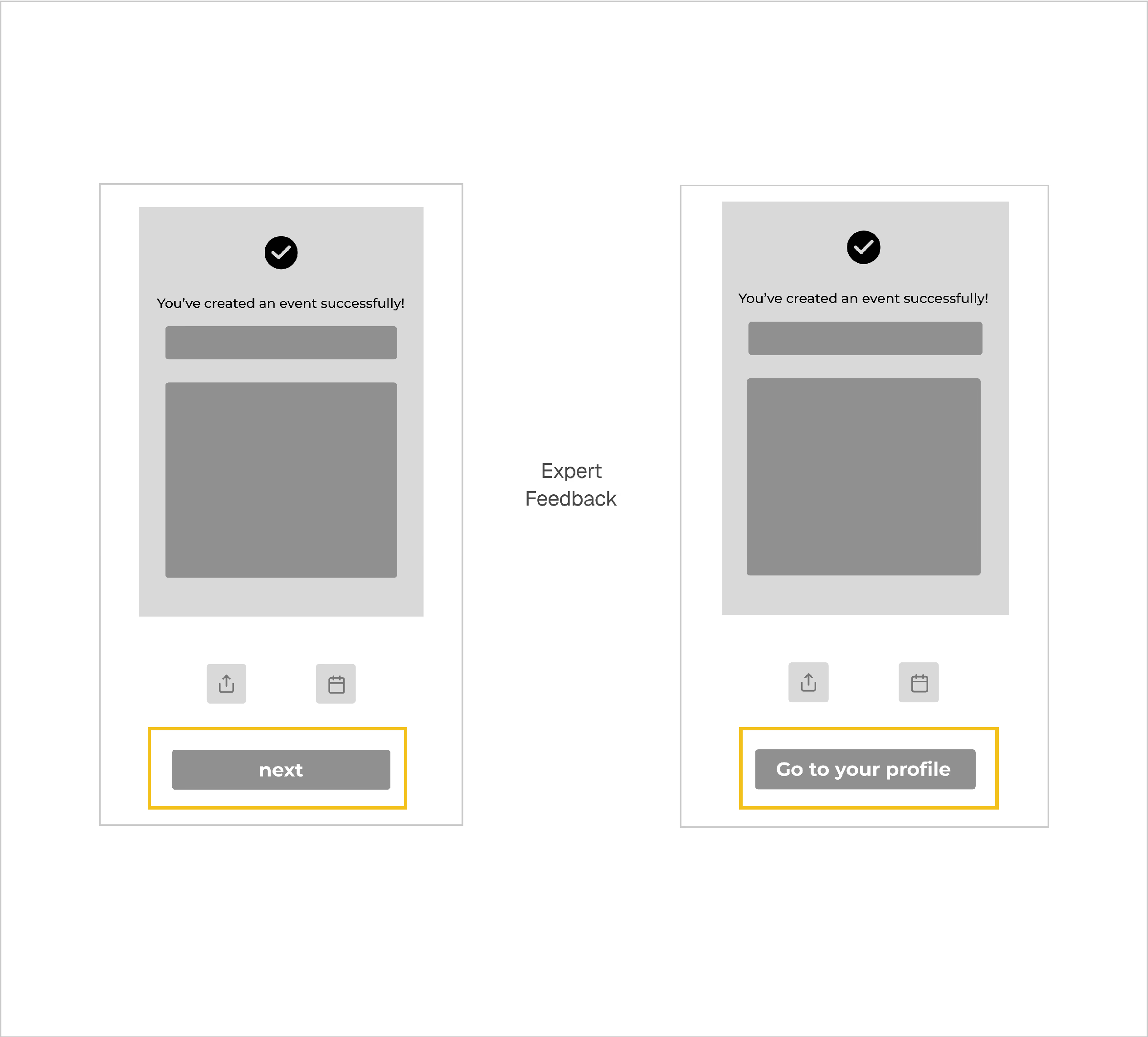 User feedback refinement for the event success confirmation screen.